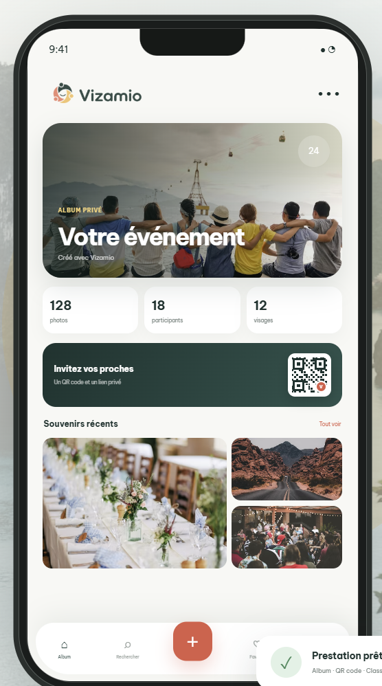 Galerie Vizamio consultée depuis un smartphone